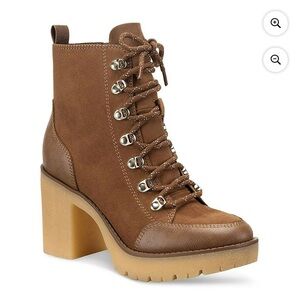 Sun + Stone Womens Lennonn Microsuede Ankle Combat & Lace-up Boots